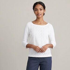 J. Crew‎ White eyelet Blouse with Tie Back